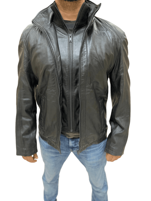 100% Top Grain Leather Double Zipper Jacket C11