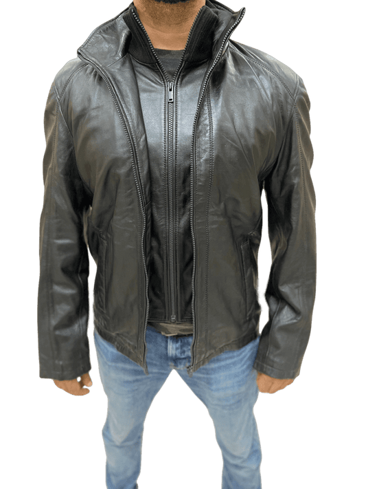 100% Top Grain Leather Double Zipper Jacket C11