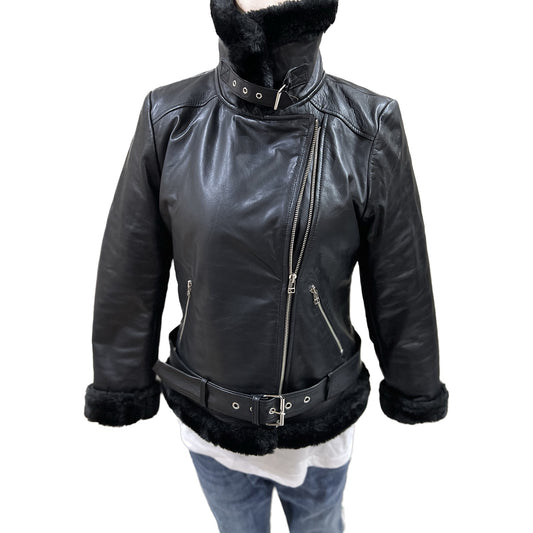 Women Lambskin Leather Jacket Lapel L4