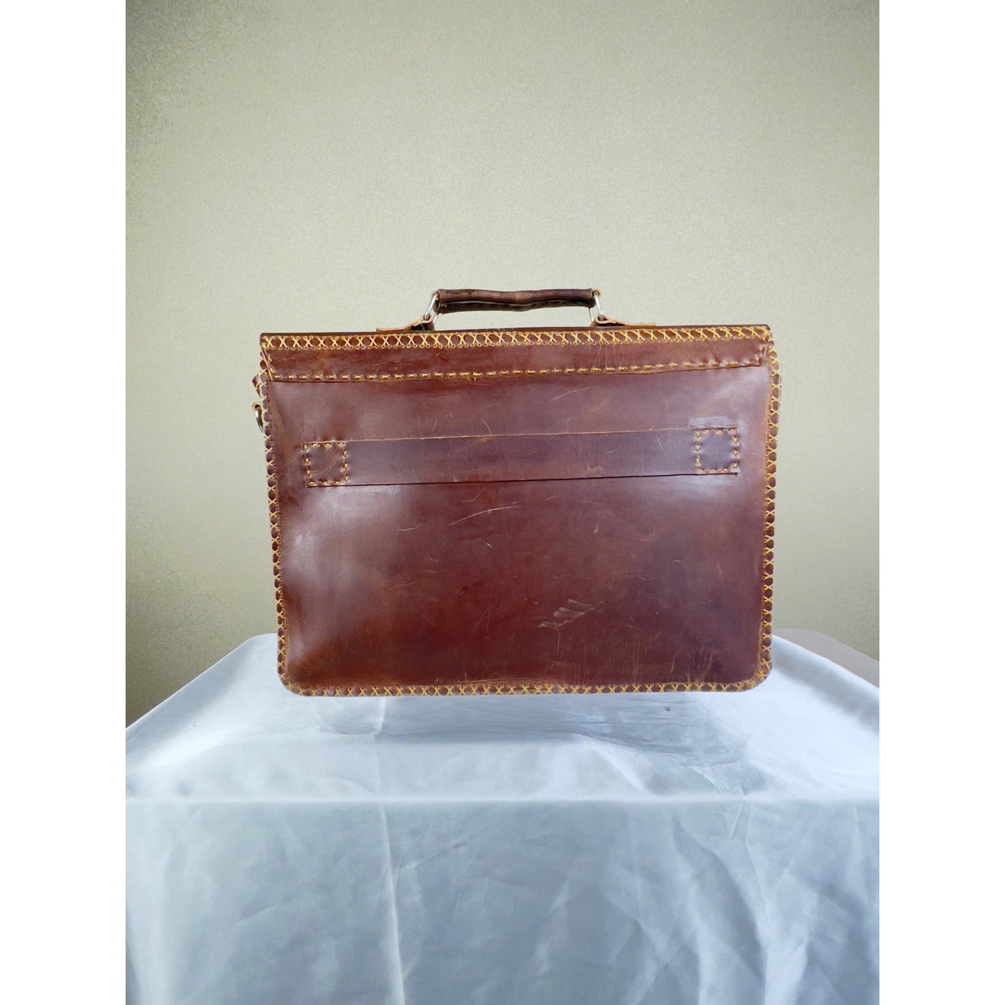 DURABLE HAND SEWN LEATHER LAPTOP BAG M1H-Distressed leather