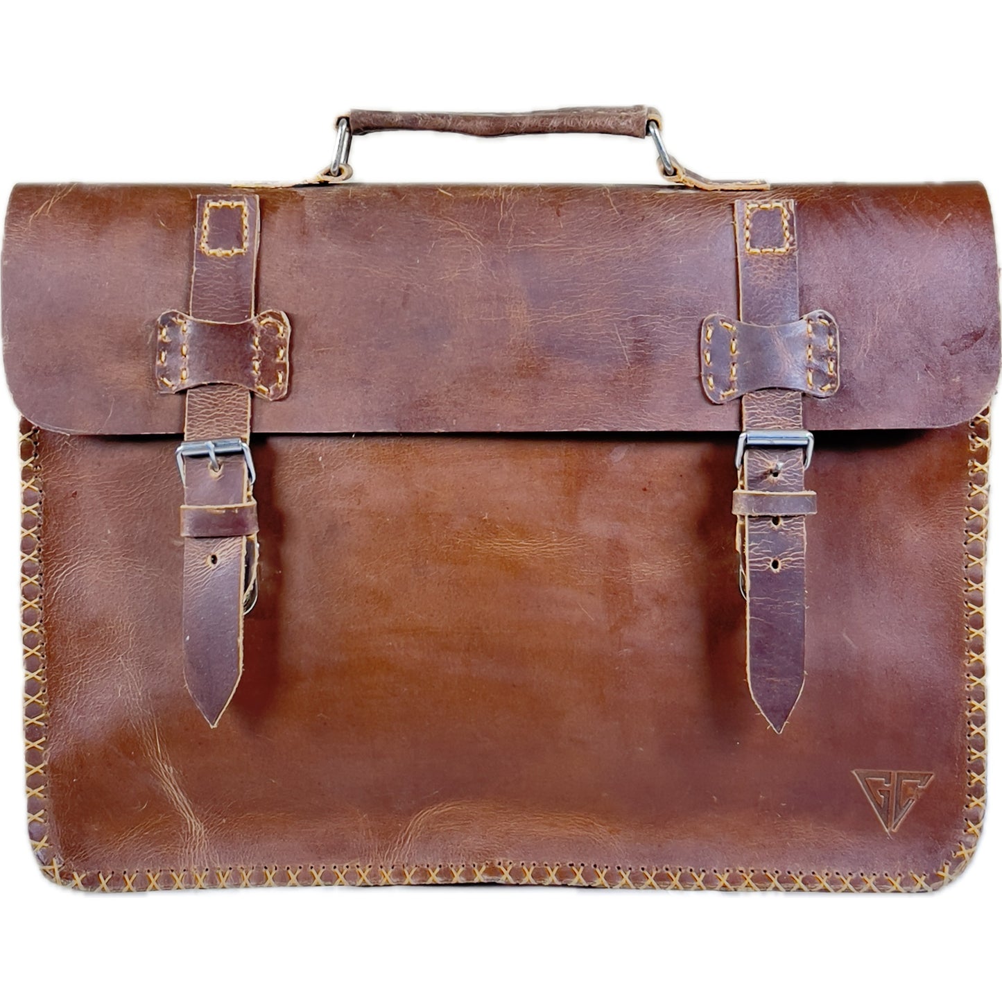 DURABLE HAND SEWN LEATHER LAPTOP BAG M1H-Distressed leather