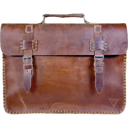 DURABLE HAND SEWN LEATHER LAPTOP BAG M1H-Distressed leather