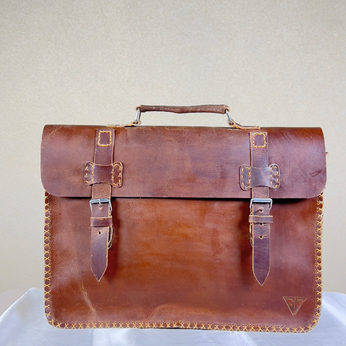 DURABLE HAND SEWN LEATHER LAPTOP BAG M1H-Distressed leather