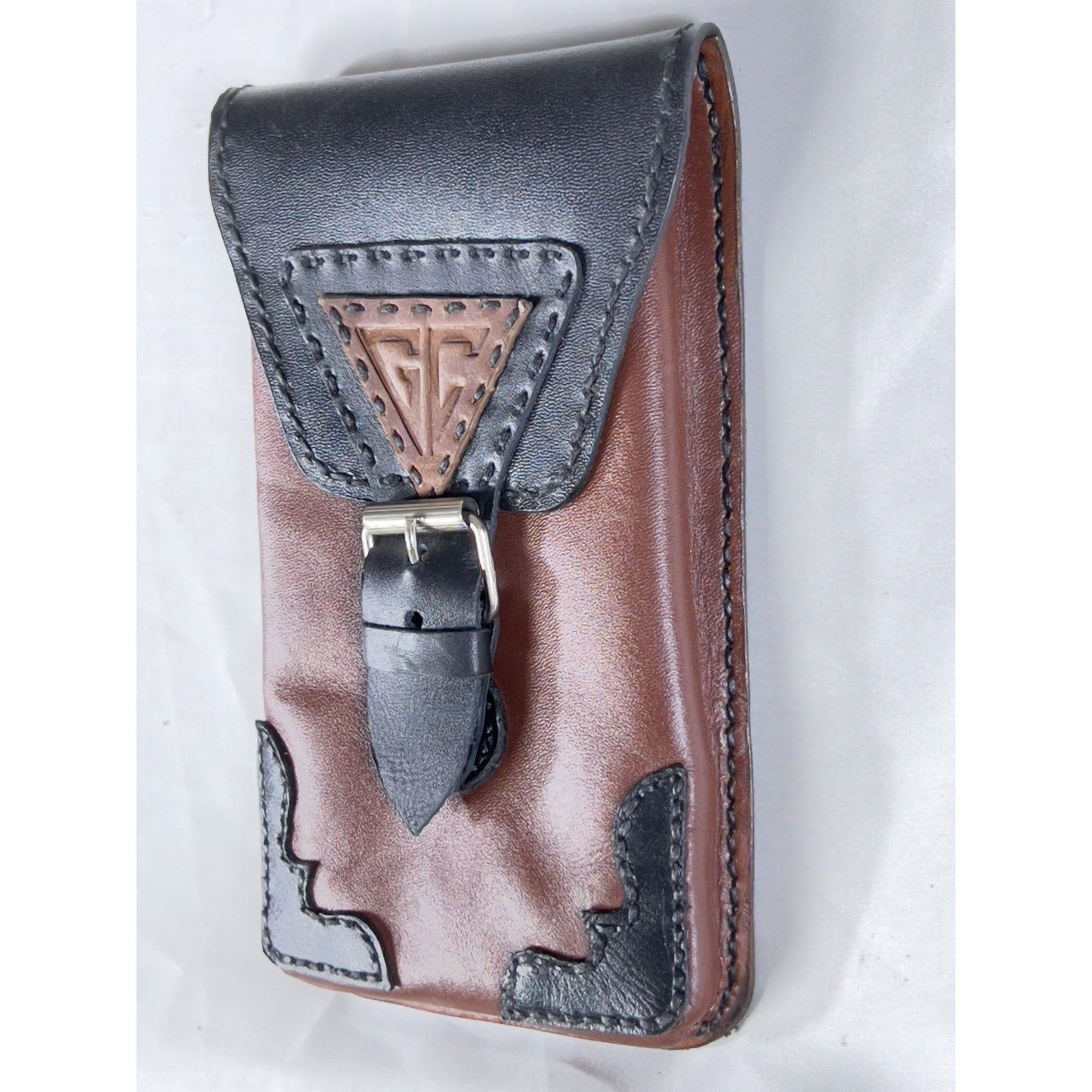 GLADIATOR LEATHER CELLPHONE BELT BAG HAND SEWN-BROWN-M9A