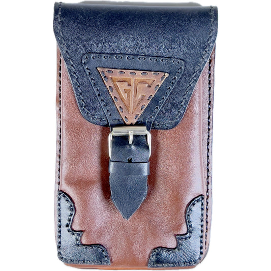 GLADIATOR LEATHER CELLPHONE BELT BAG HAND SEWN-BROWN-M9A