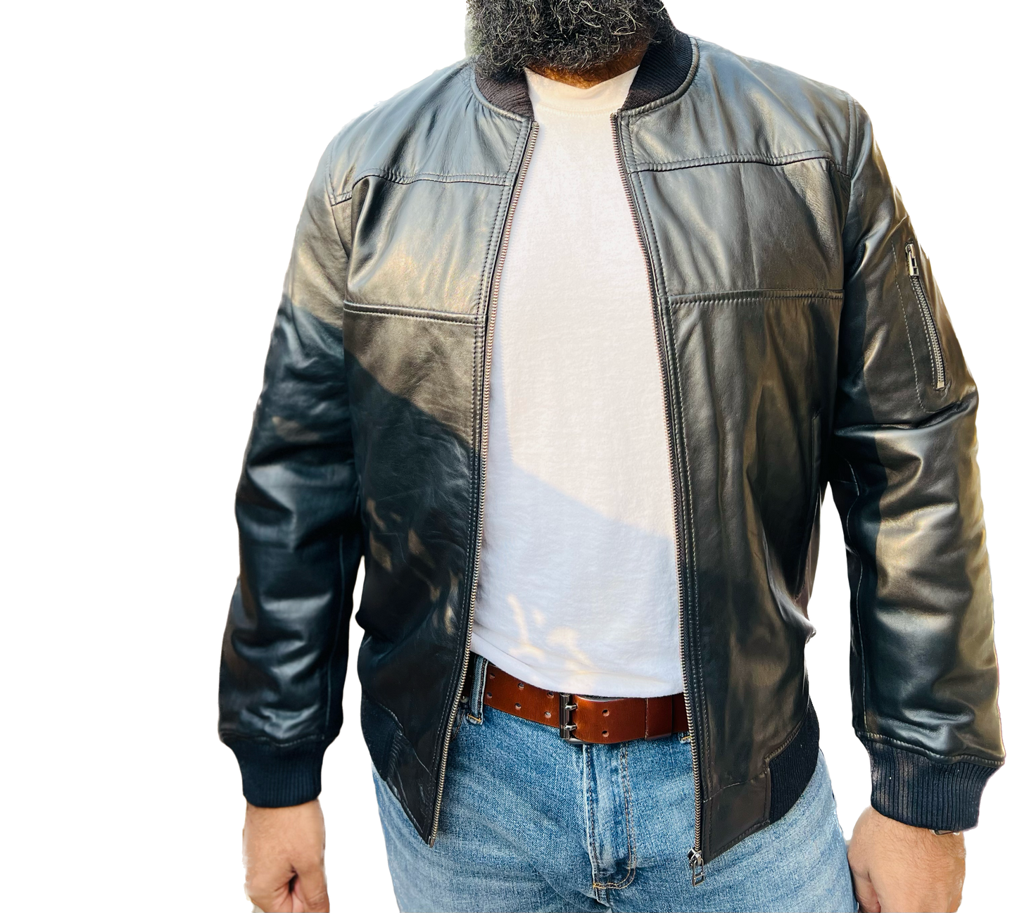 Lambskin Leather Bomber Jacket 4M