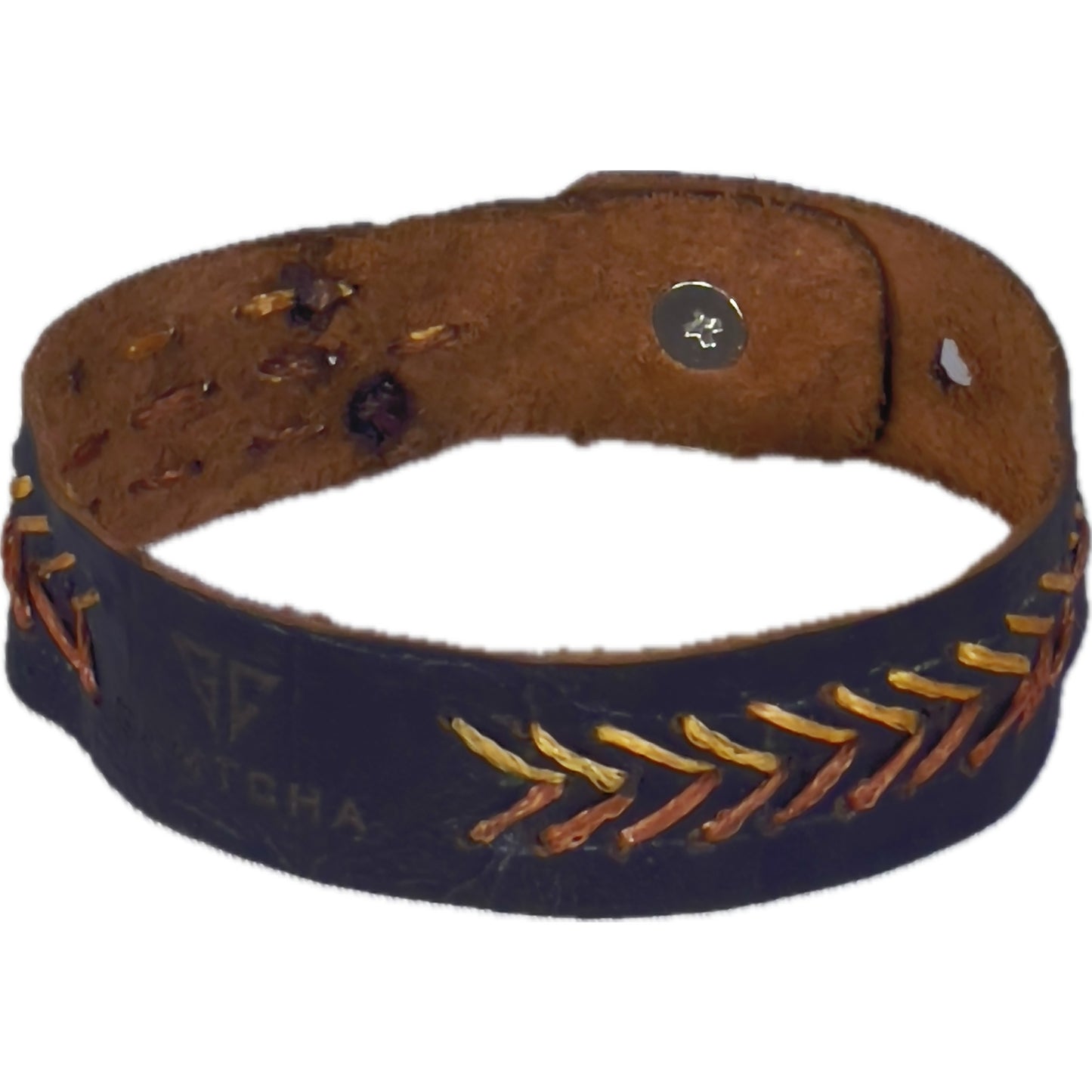 HAND CRAFTED Leather Bracelet ARROW STITCH-1E