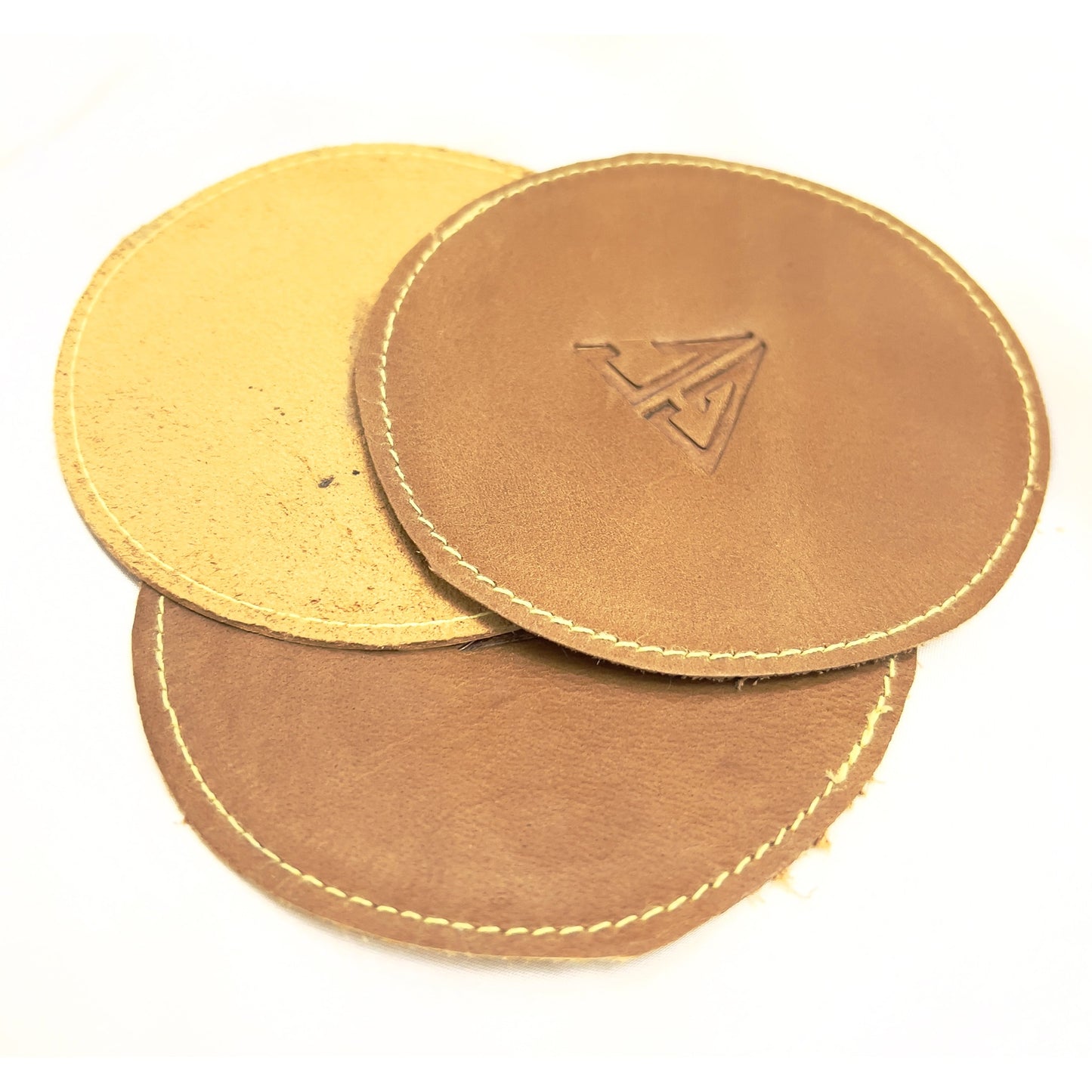 LEATHER CRAZY COASTER-BROWN-HAND CRAFTED