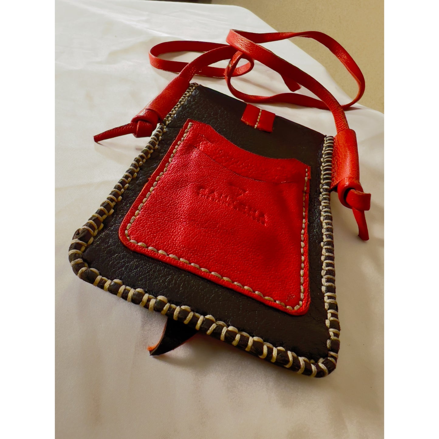 STYLISH LEATHER CELL PHONE CROSSBODY BAG HAND SEWN-8A