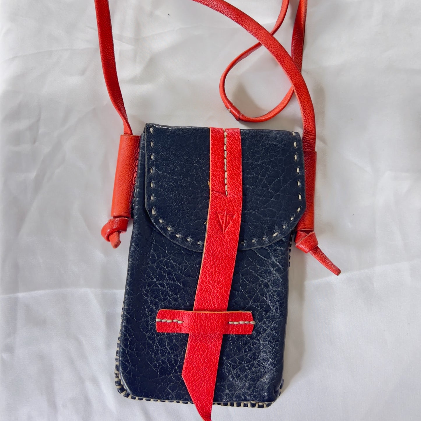 STYLISH LEATHER CELL PHONE CROSSBODY BAG HAND SEWN-8A