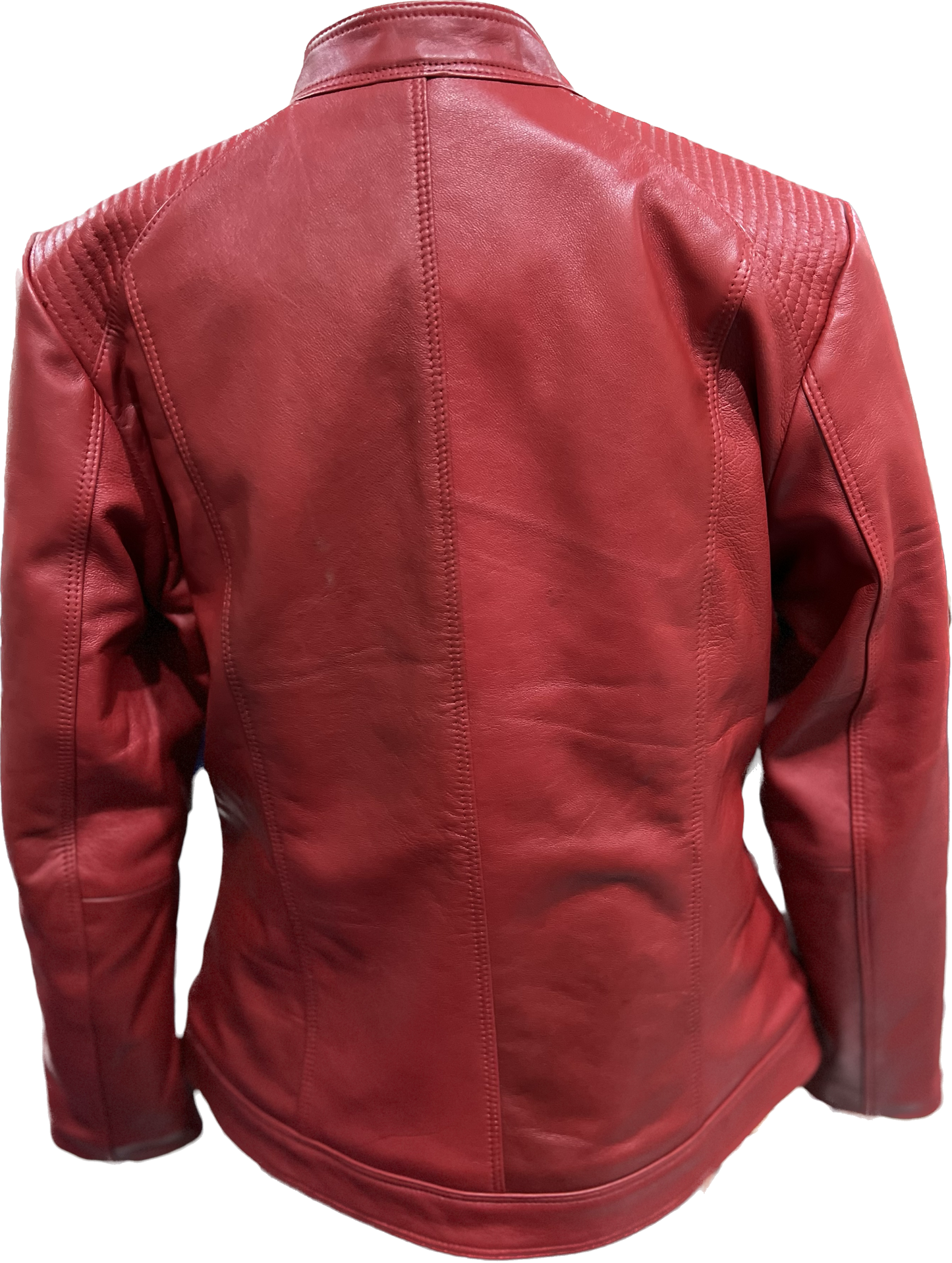 Women Lambskin Red Leather Bomber Jacket L2