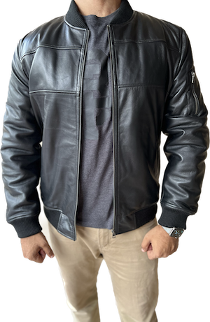 Lambskin Leather Bomber Jacket 4M