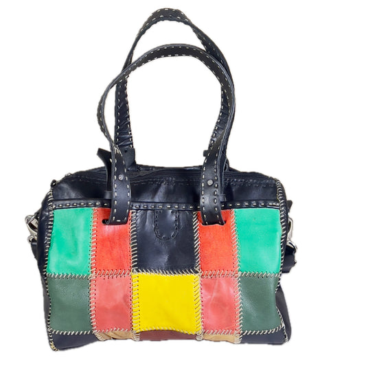 THE MULTICOLOR LEATHER SATCHEL HAND SEWN-M16