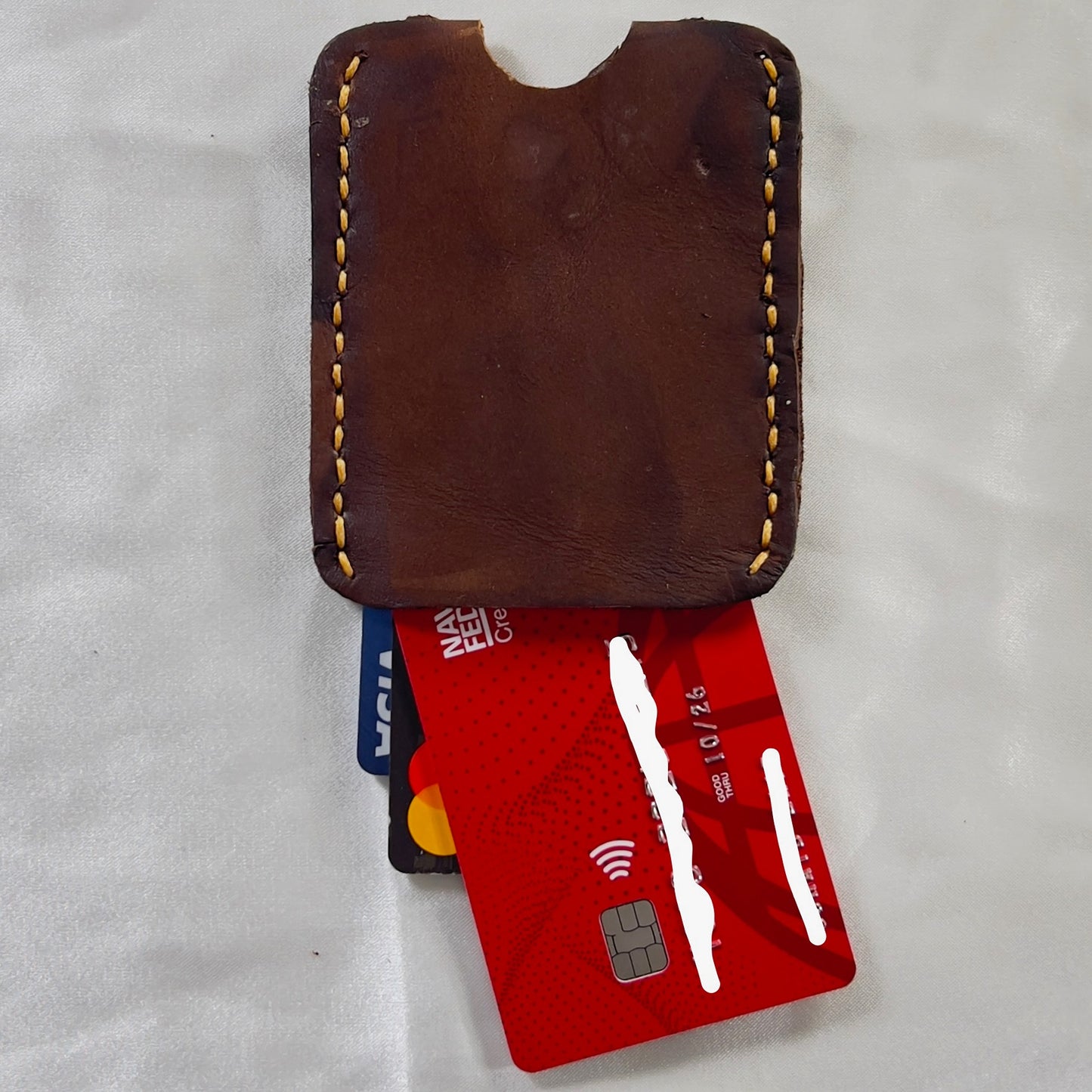 HAND SEWN LEATHER CARDHOLDER -STYLE 4-MINIMALIST