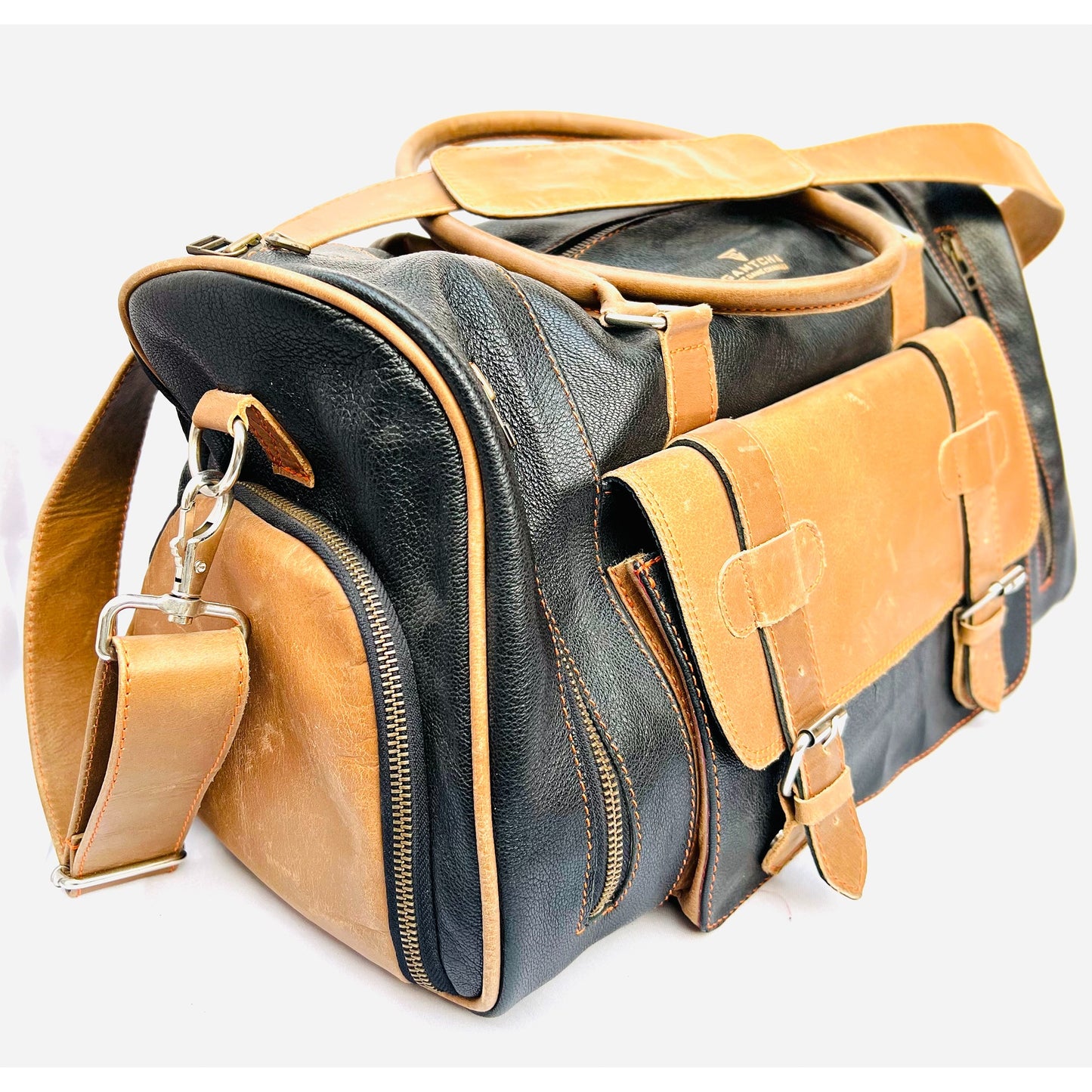 Designer Full Grain Leather Duffel Bag