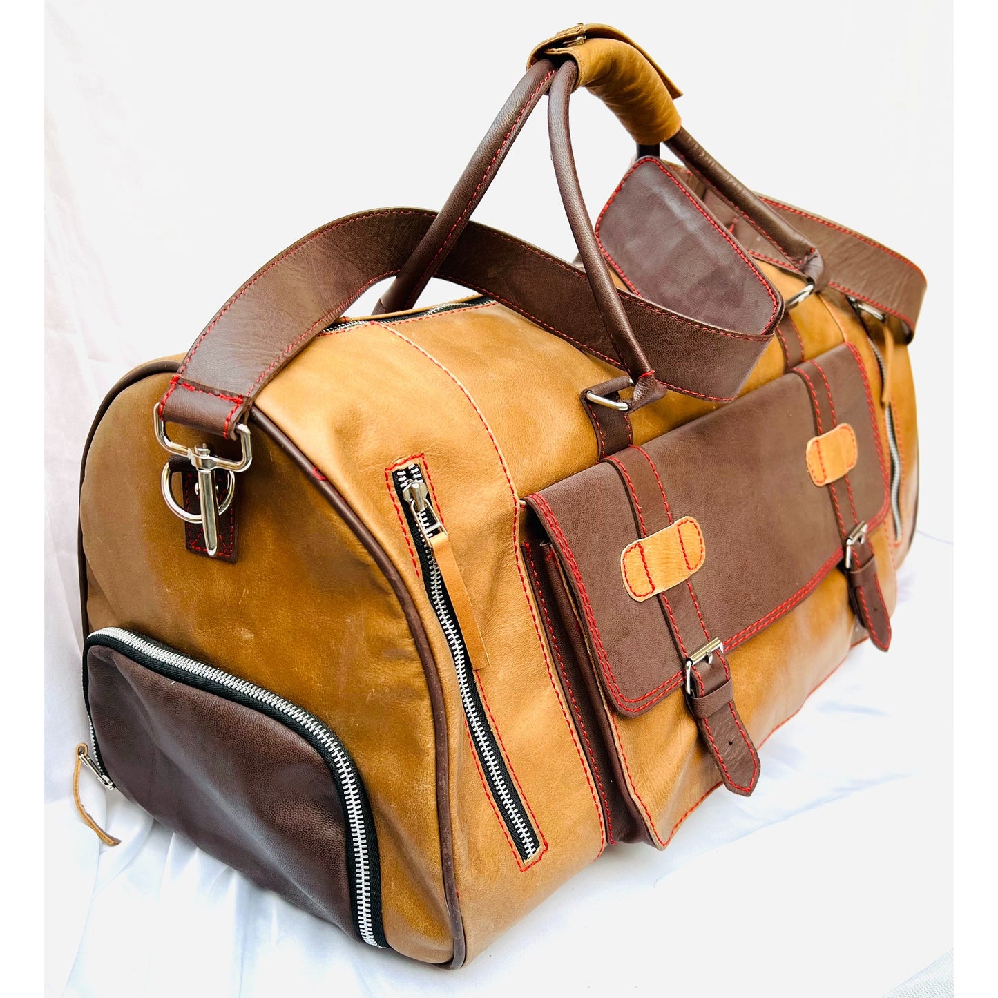 Designer Full Grain Leather Duffel Bag