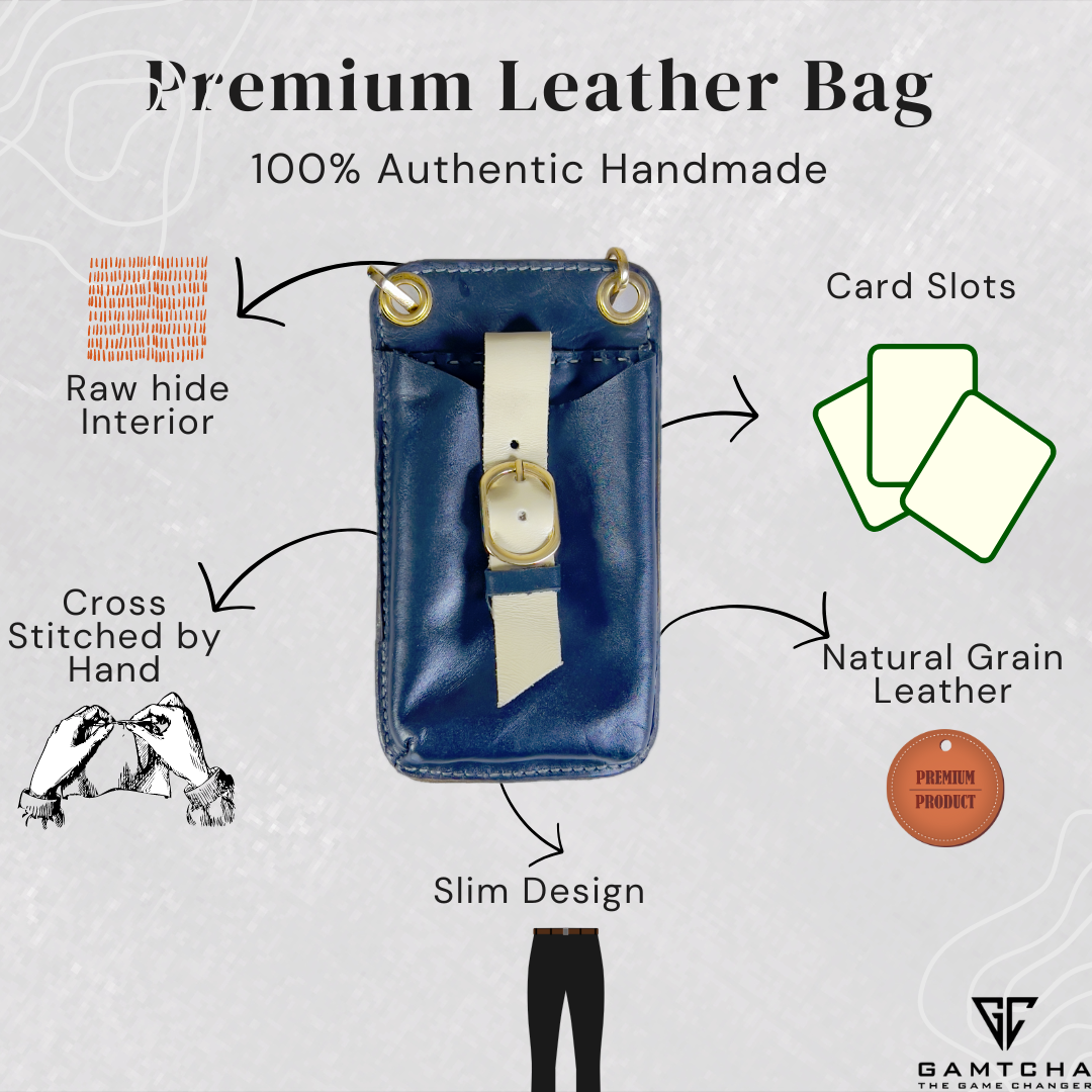 SLIM LEATHER CROSSBODY CELL PHONE BAG HAND SEWN M10-B