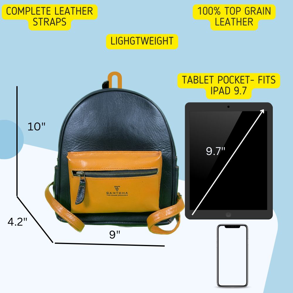 The leather Mini backpack handbag size