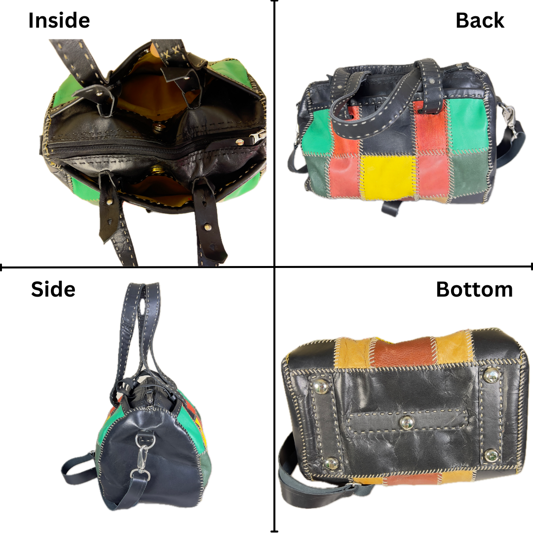 THE MULTICOLOR LEATHER SATCHEL HAND SEWN-M16