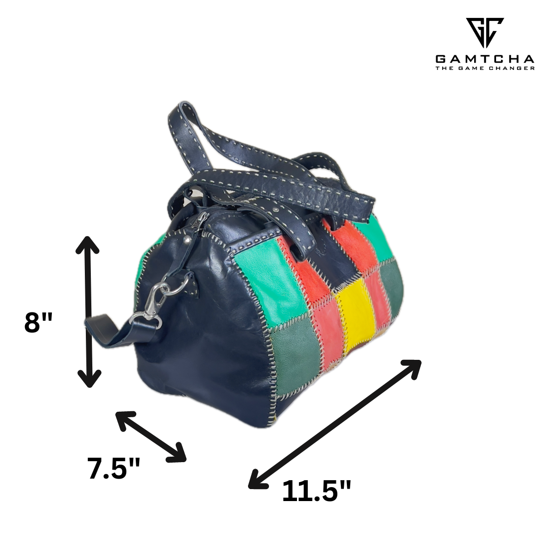 THE MULTICOLOR LEATHER SATCHEL HAND SEWN-M16