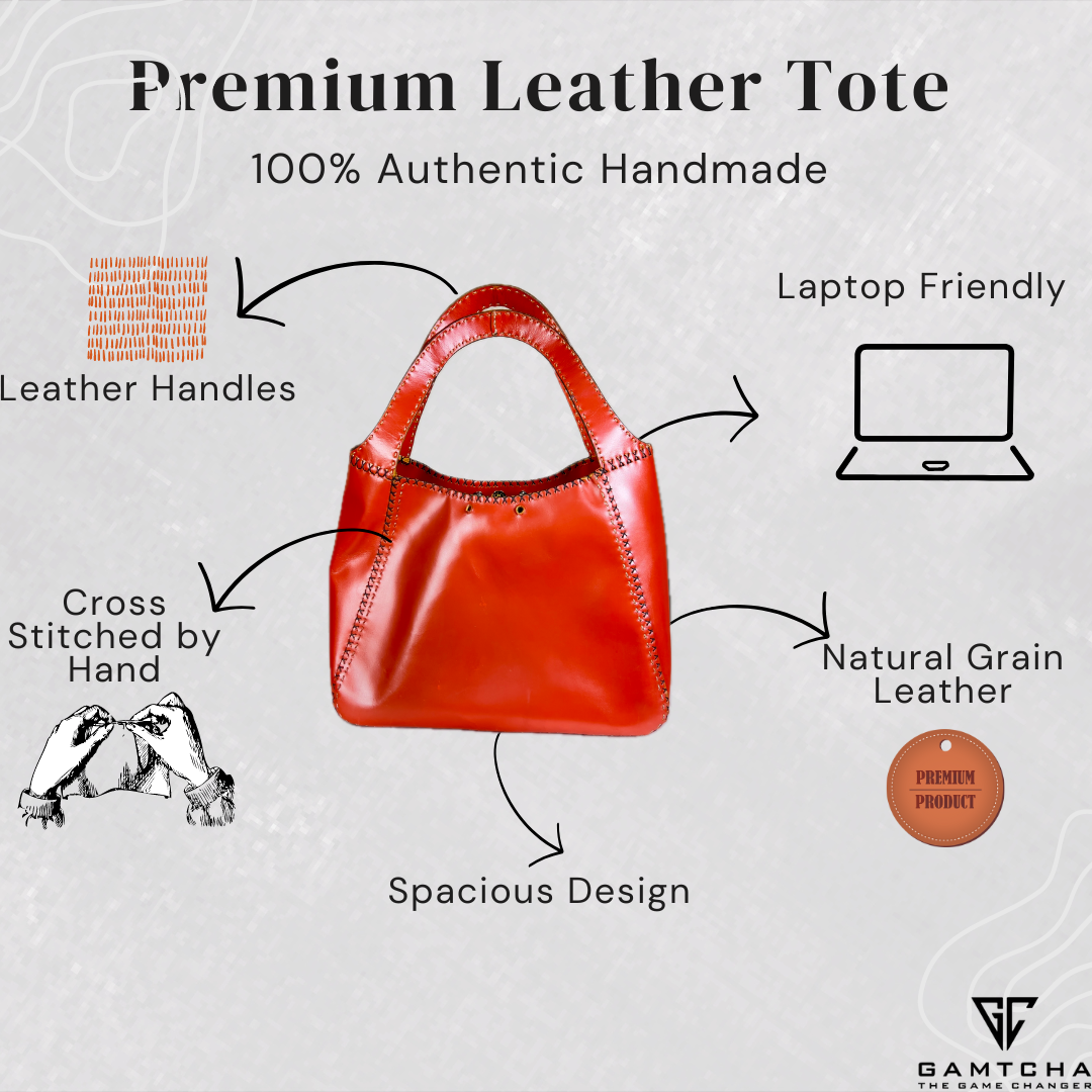 Hand stitched Leather Shopper Tote bag-M5-G