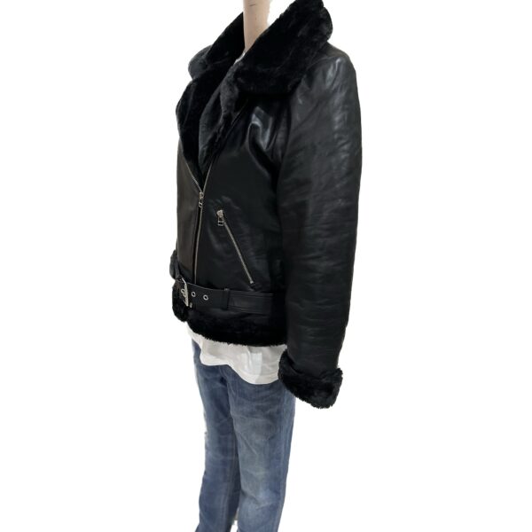 Women Lambskin Leather Jacket Lapel L4 - Image 4