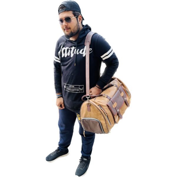 Designer Full Grain Leather Duffel Bag - Image 36