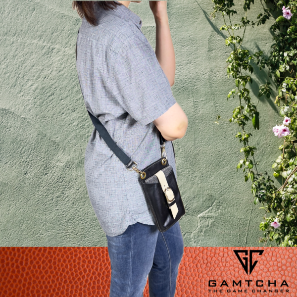 SLIM LEATHER CROSSBODY CELL PHONE BAG HAND SEWN M10-B - Image 5