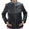 Women Lambskin Leather Bomber Jacket L1 - Image 3
