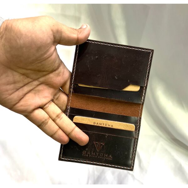FOREST BIFOLD LEATHER CARD HOLDER-BROWN - Image 4
