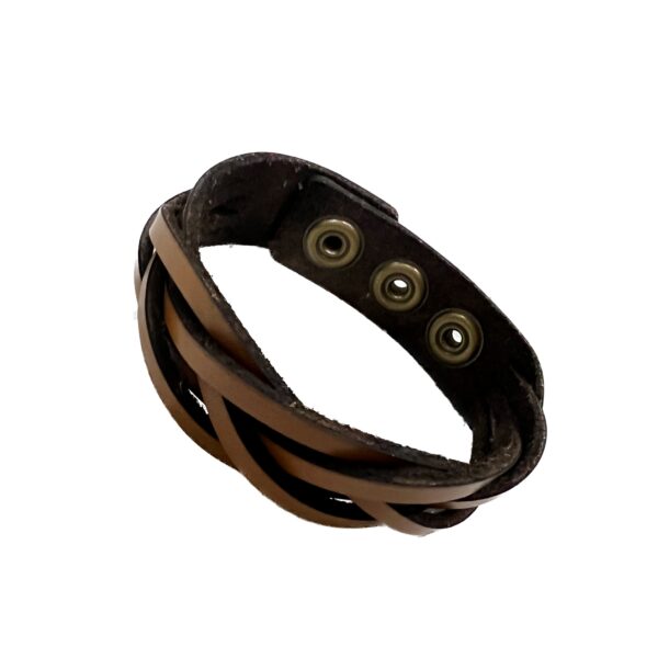 Leather Braided Bracelet- Button - Image 3