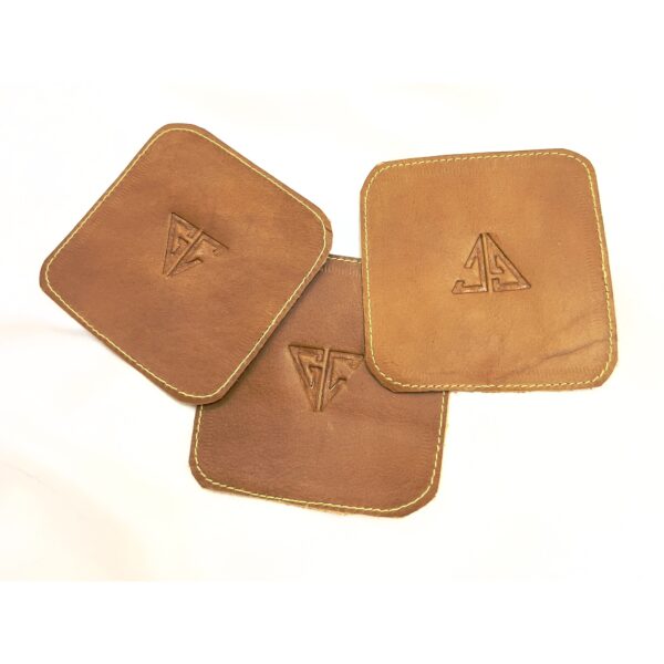 LEATHER CRAZY COASTER-BROWN-HAND CRAFTED - Image 4