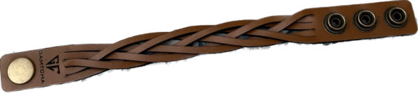 Leather Braided Bracelet- Button - Image 2