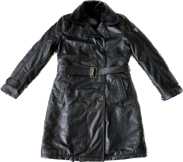 Women Lambskin Leather trench coat L3 - Image 2