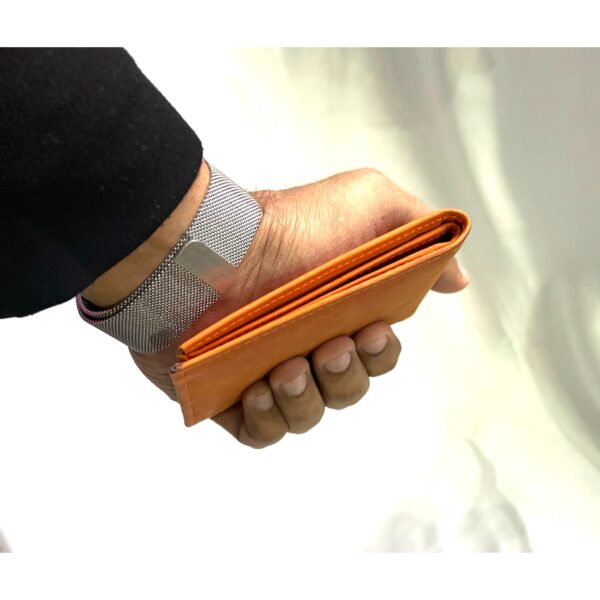 Tan Leather RFID Slim ID Wallet - Image 3