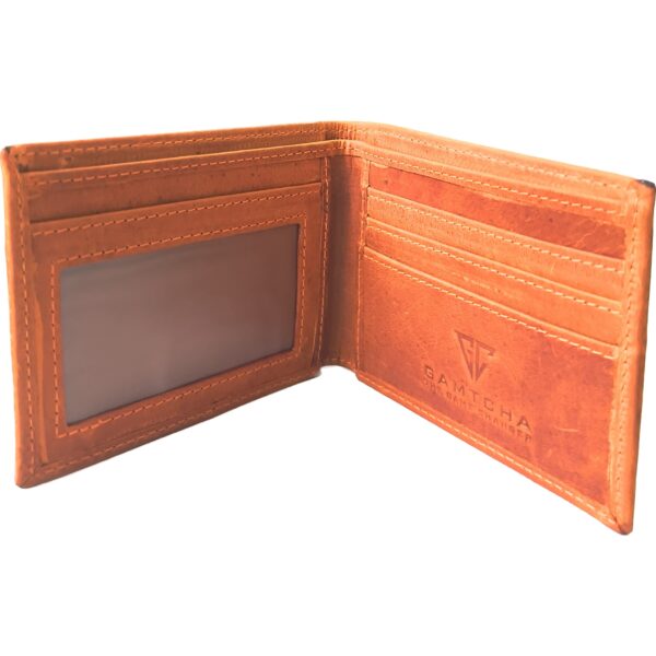 Tan Leather RFID Slim ID Wallet - Image 4