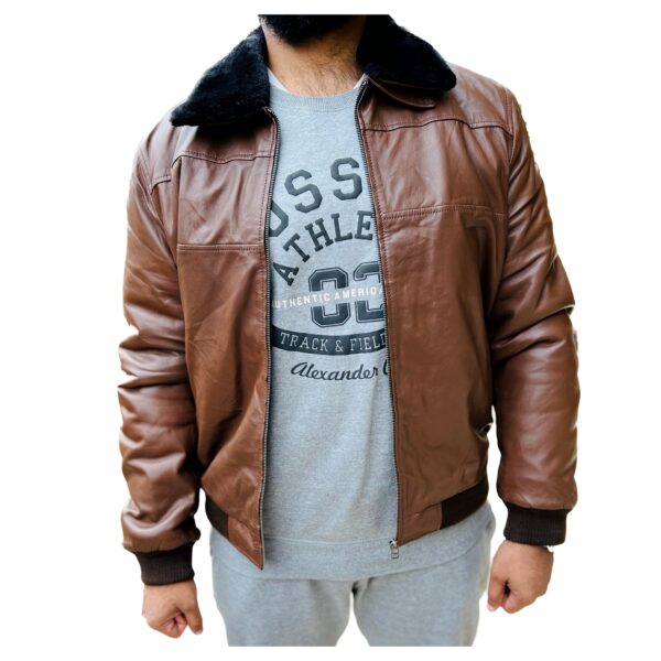 Lambskin Leather Collar Jacket   L1 - Image 8