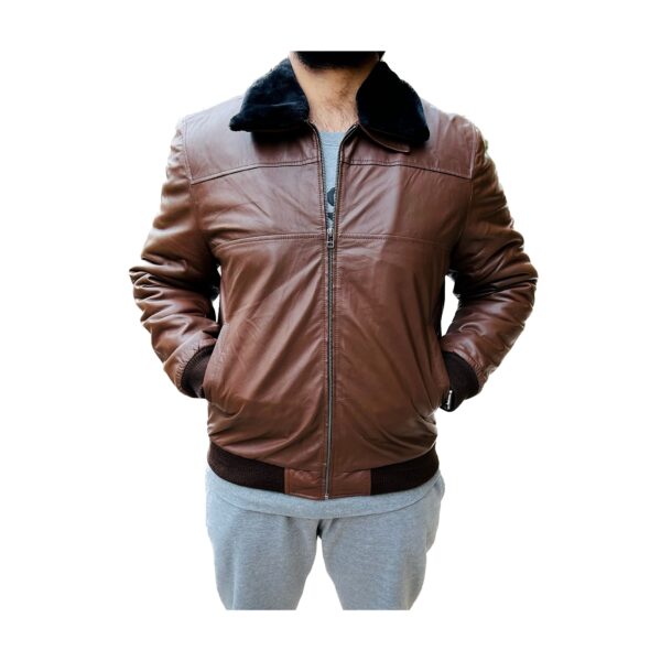 Lambskin Leather Collar Jacket   L1 - Image 4