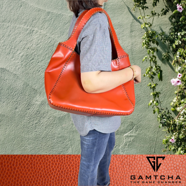 Hand stitched Leather Shopper Tote bag-M5-G - Image 4