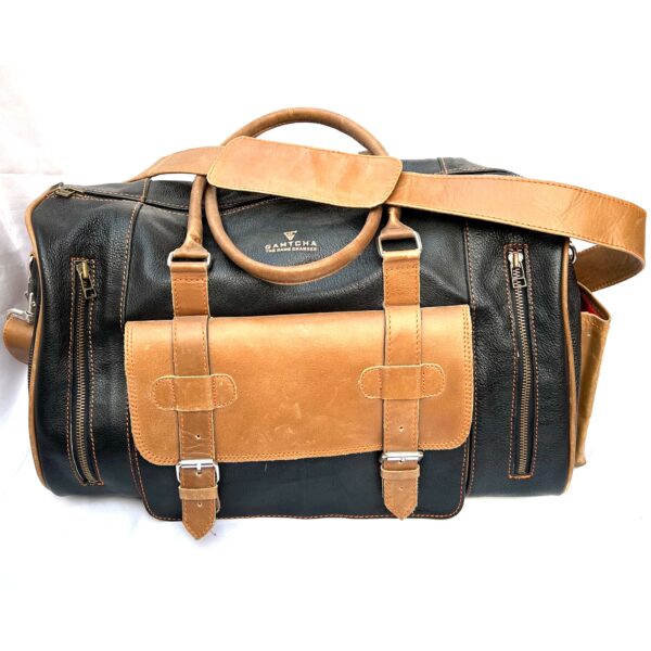 Designer Full Grain Leather Duffel Bag - Image 7