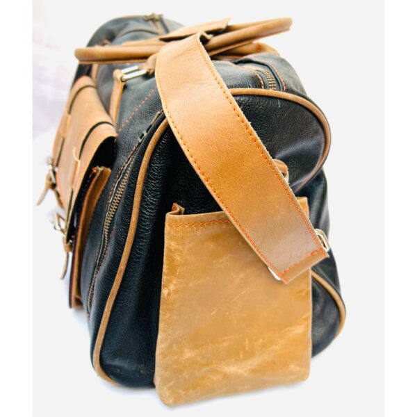 Designer Full Grain Leather Duffel Bag - Image 9