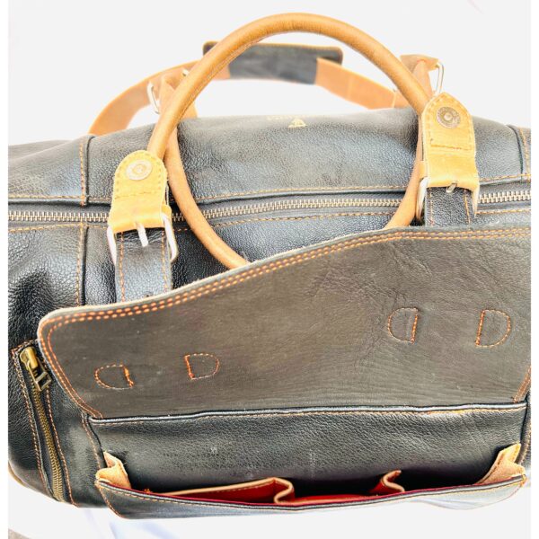 Designer Full Grain Leather Duffel Bag - Image 11
