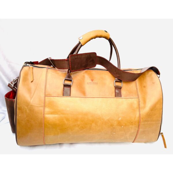 Designer Full Grain Leather Duffel Bag - Image 21