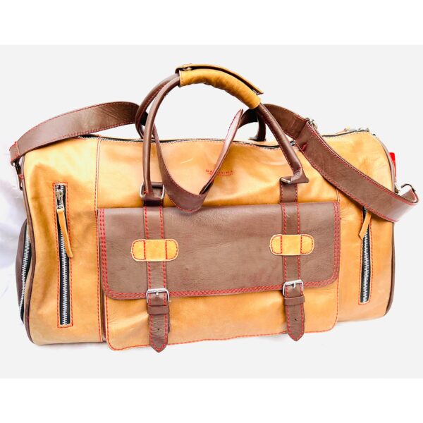 Designer Full Grain Leather Duffel Bag - Image 23
