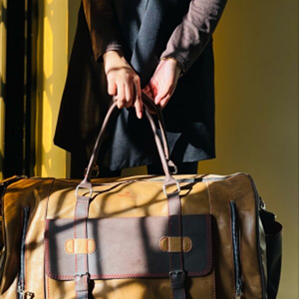 Designer Full Grain Leather Duffel Bag - Image 2