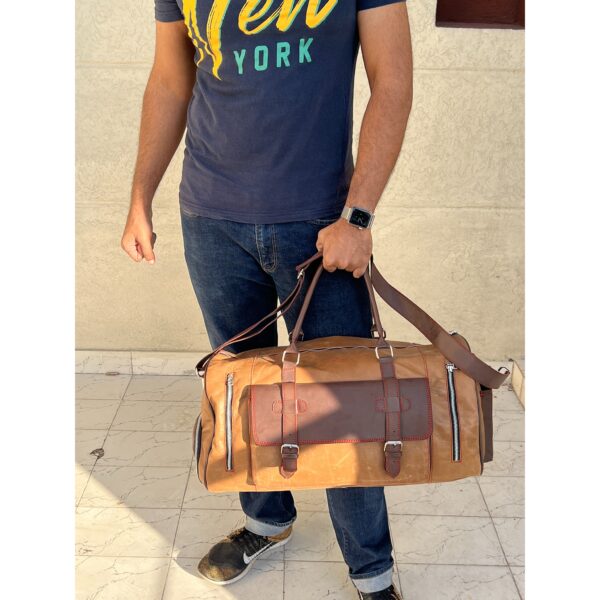 Designer Full Grain Leather Duffel Bag - Image 25