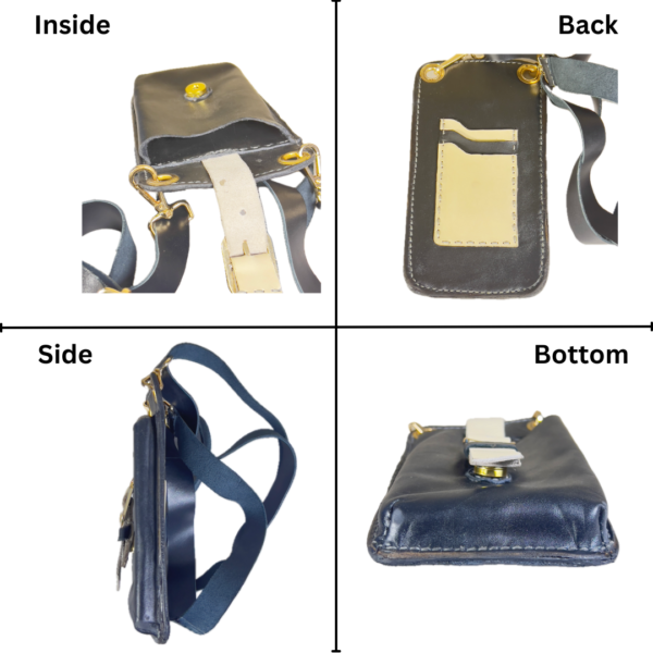 SLIM LEATHER CROSSBODY CELL PHONE BAG HAND SEWN M10-B - Image 3