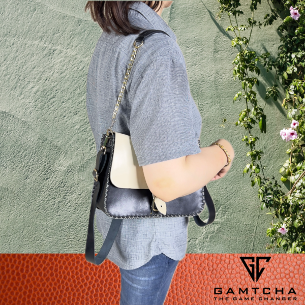 Crescent leather Bag hand stitched- M17-B - Image 4