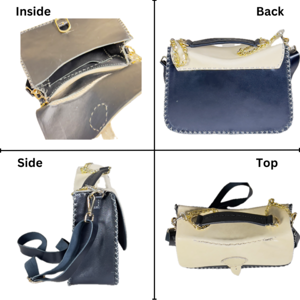 Crescent leather Bag hand stitched- M17-B - Image 6