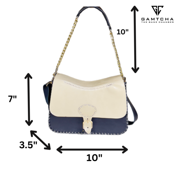 Crescent leather Bag hand stitched- M17-B - Image 3